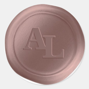 Rose Gold Wax Siegel Monogram Wedding Stickers