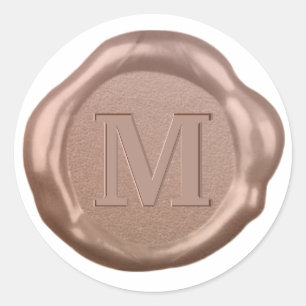 Rose Gold Wax Siegel Sticker Monogramm,