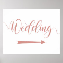 Rose Gold Wedding Arrow Sign Right Direction