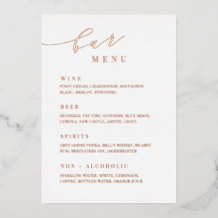 Rose Gold Wedding Bar Menü Empfang Table Sign Folieneinladung