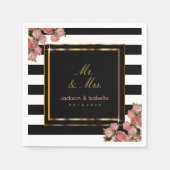 Rose Gold Wedding Black & White Serviette (Vorderseite)