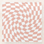 Rose Gold Wedding Collection Karo überprüft Glasuntersetzer (Vorderseite)