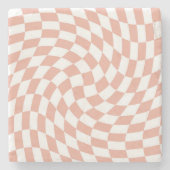 Rose Gold Wedding Collection Karo überprüft Steinuntersetzer (Vorderseite)