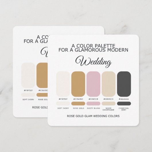 Rose Gold Wedding Color Palette Card Einladung (Vorne/Hinten)