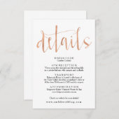 Rose Gold Wedding Details Info Card Begleitkarte (Vorne/Hinten)