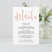 Rose Gold Wedding Details Info Card Begleitkarte (Stehend Vorderseite)
