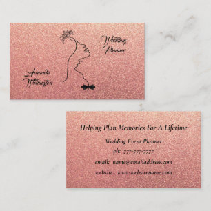 Rose Gold Wedding Event Planner Business Card Visitenkarte