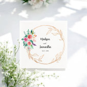 Rose Gold Wedding Floral Napkins Serviette