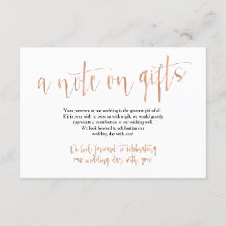Rose Gold Wedding Gifts Card Einladung