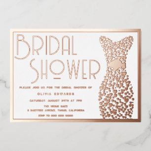 Rose Gold Wedding Gown Vintag Retro Brautparty Folieneinladung