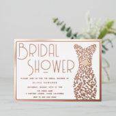 Rose Gold Wedding Gown Vintag Retro Brautparty Folieneinladung (Stehend vorne)