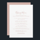 Rose Gold Wedding Kissing Menu Game Card<br><div class="desc">Diese Rose goldene Hochzeitsküsskarte eignet sich hervorragend für einen modernen Hochzeitsempfang. Das schlichte und elegante Design zeichnet sich durch klassische und extravagante Schrift-Typografie in Rose Gold aus.</div>
