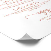 Rose Gold Wedding Menu Signieren Rustikale Kalligr Poster (Ecke)