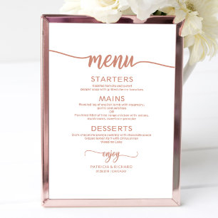 Rose Gold Wedding Menu Signieren Rustikale Kalligr Poster