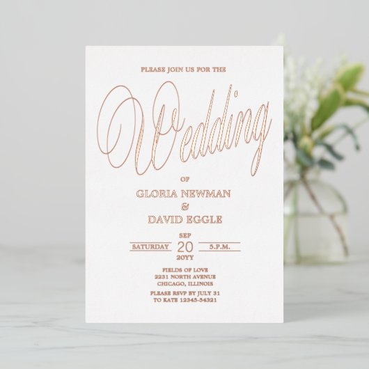 Rose Gold Wedding Real Foil Einladung (Stehend vorne)