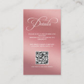 Rose Gold Wedding Reception QR Code Begleitkarte (Vorderseite)