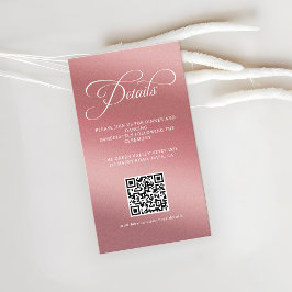 Rose Gold Wedding Reception QR Code Begleitkarte