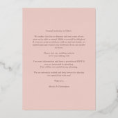 Rose Gold Wedding Romantic Hand Lettered Photo Folieneinladung (Rückseite)