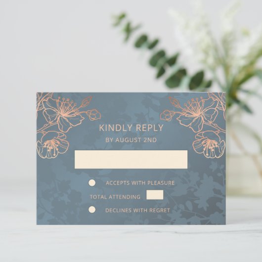 Rose Gold Wedding RSVP (Stehend Vorderseite)