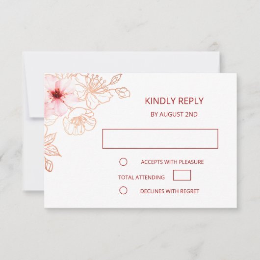 Rose Gold Wedding RSVP (Vorderseite)