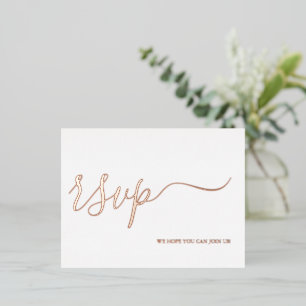 Rose Gold Wedding RSVP Antwort Einfache Kalligraph Folie Einladungspostkarte
