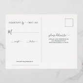 Rose Gold Wedding RSVP Antwort Einfache Kalligraph Folie Einladungspostkarte (Rückseite)