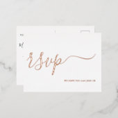 Rose Gold Wedding RSVP Antwort Einfache Kalligraph Folie Einladungspostkarte (Vorderseite/Rückseite)