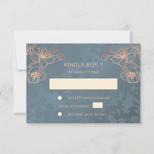 Rose Gold Wedding RSVP Karte (Vorderseite)