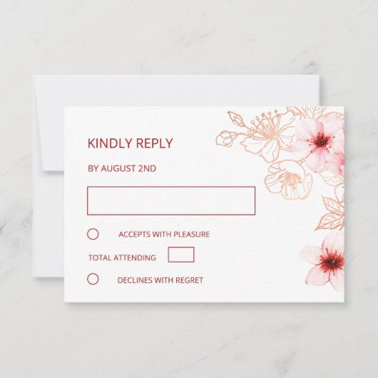 Rose Gold Wedding RSVP Karte (Vorderseite)