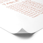 Rose Gold Wedding Seating Chart Sign Calligrafy Poster (Ecke)