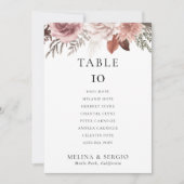 Rose Gold Wedding Table 10 Seating Chart Karte (Vorderseite)