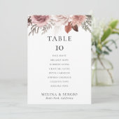 Rose Gold Wedding Table 10 Seating Chart Karte (Stehend Vorderseite)
