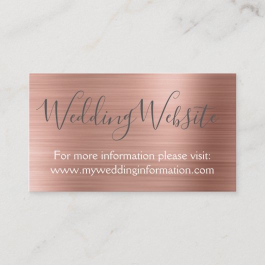 Rose Gold Wedding Website Card Beilage Begleitkarte (Vorderseite)