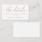 Rose Gold Wedding Website Umschließungskarte Begleitkarte (Vorne/Hinten)