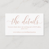 Rose Gold Wedding Website Umschließungskarte Begleitkarte (Vorderseite)