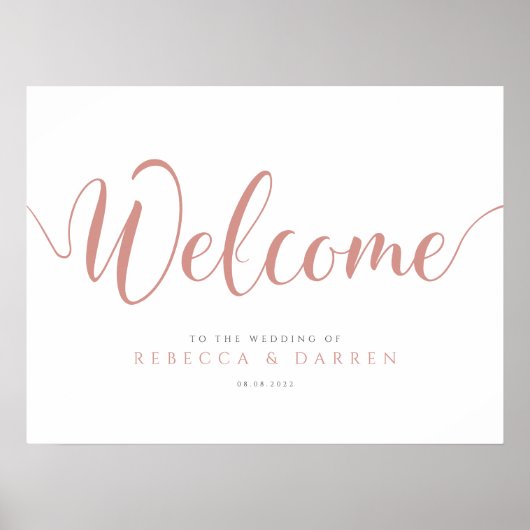 Rose Gold Wedding Willkommenszeichen Personalisier Poster (Vorne)