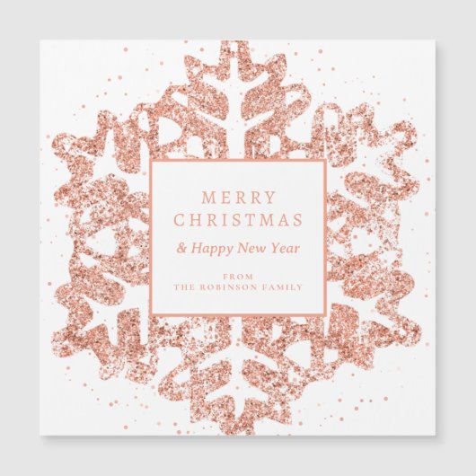 Rose Gold Weihnachten Glitzer Snowflake Corporate Magnetkarte (Vorderseite)