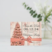 Rose Gold Weihnachten Rett | Tree und Band Ankündigungspostkarte (Stehend Vorderseite)