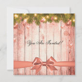 Rose Gold Weihnachts-Engagement Party Tree & Ribbo Einladung (Rückseite)