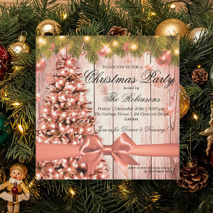 Rose Gold Weihnachts-Party Weihnachtsbaum und Mu Einladung