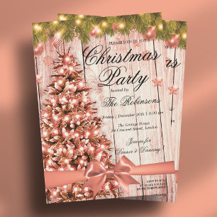 Rose Gold Weihnachts-Party Weihnachtsbaum und Mu Einladung