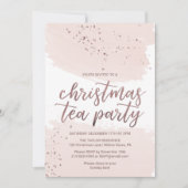 Rose Gold Weihnachts-Tee-Party Einladung (Vorderseite)