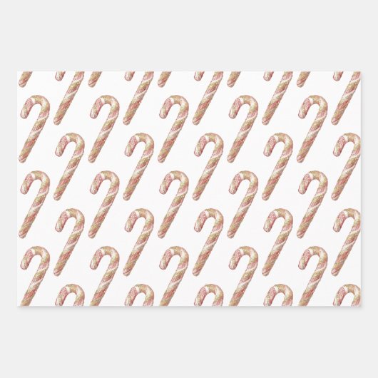 Rose Gold Weihnachtsbaum Candy Canes Snowman Geschenkpapier Set (Vorderseite 2)