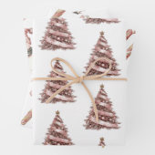 Rose Gold Weihnachtsbaum Candy Canes Snowman Geschenkpapier Set (Beispiel)