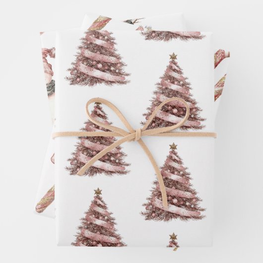 Rose Gold Weihnachtsbaum Candy Canes Snowman Geschenkpapier Set (Beispiel)