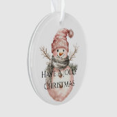 Rose Gold Weihnachtsbaum Candy Canes Snowman Ornament (Vorderseite)