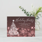 Rose Gold Weihnachtsbaum Feiertag Einladung (Stehend Vorderseite)