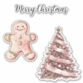 Rose Gold Weihnachtsbaum Gingerbrot Cookie Aufkleber (Vorderseite)