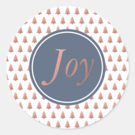 Rose Gold Weihnachtsbaum Muster Blau Runder Aufkleber