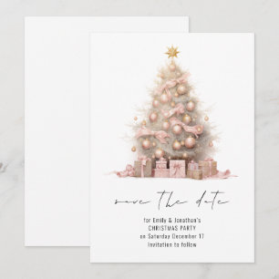 Rose Gold Weihnachtsbaum Save the Date Einladung